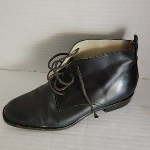 Womens Bally Birmana 37.5 Made in Italy Black Lace Up Shoes Ankle Boots Booties